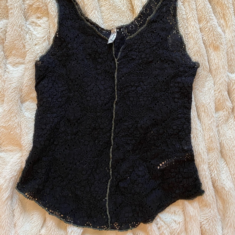 Free people black lace tank top